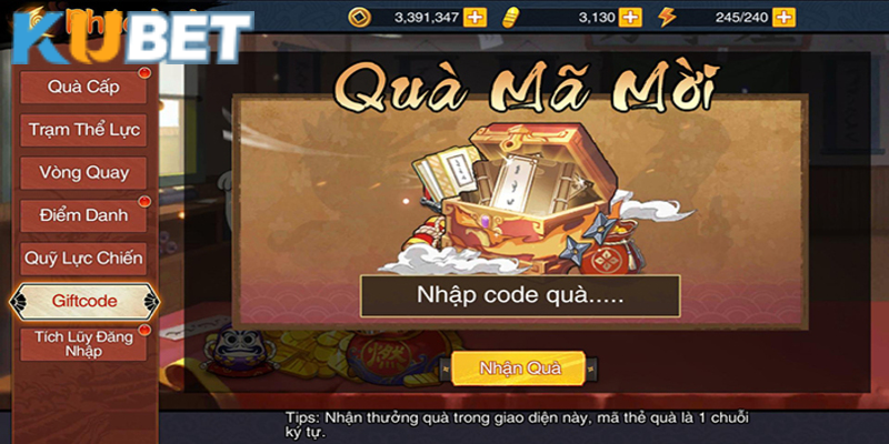 Nhận thưởng giftcode và quà tặng hấp dẫn 